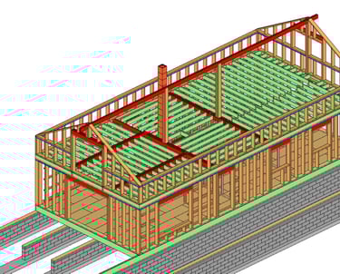 Axonométrie constructive du système constructif maison ossature bois en autoconstruction