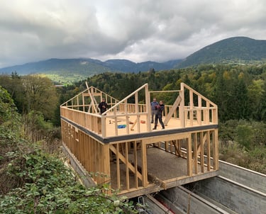 Photo de chantier autoconstruction maison ossature bois en Savoie
