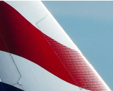 Airline tail fin close-up, illustrating the case study on employee brand disengagement