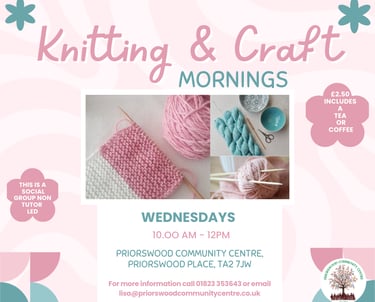 weekly knitting and craft group poster