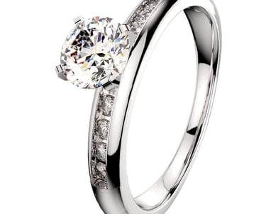 Vista 2 del Anillo de Compromiso Oro Blanco 14k con Diamantes Laterales