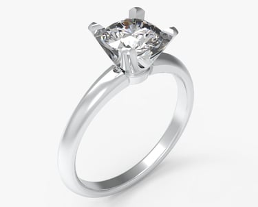 Vista Isometrica Anillo de Compromiso Oro Blanco 14k Solitario