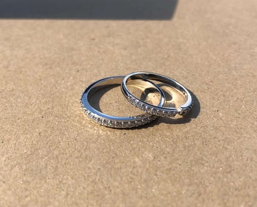 Par de Churumbelas de Oro Blanco y Diamantes 14k