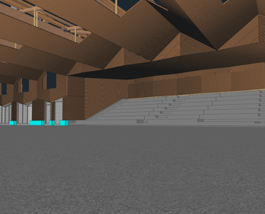 Vue 3D des gradins de la piscine