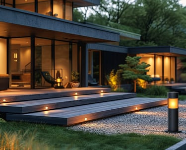 Garden decking with decorative lights