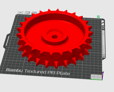 Raudoni ir juodi 3D spausdinti „Dreame A1 Spike Wheels v3“ ratai, pagaminti iš PETG plastiko
