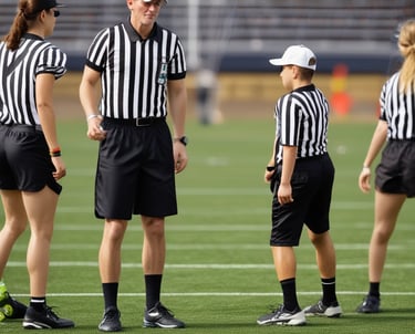 Close-up of a coach using a digital dashboard to manage an American football team.