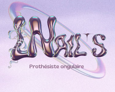 Logo de mon entreprise LNail's, ecritures violet foncé dans un fond violet clair