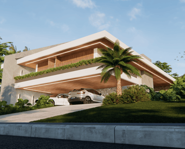 projeto de casa com painel ripado de madeira