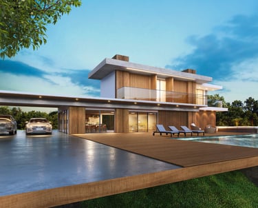 casa com painel ripado de madeira