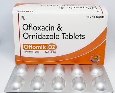 Oflomik-OZ | Ofloxacin 200mg and Ornidazole 500mg Tablet