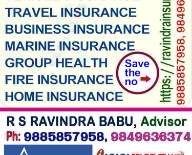 Insurance advisor for life, health, vehicle, and business insurance services with contact information.