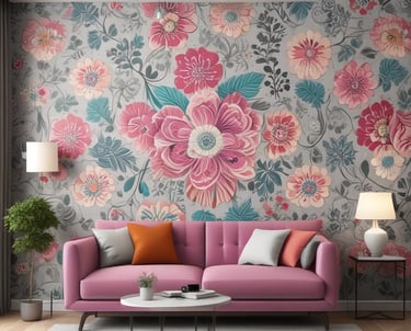 A beautifully decorated wall with elegant wallpaper.