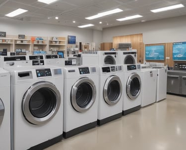 A professional team member assisting a customer with appliance rental.