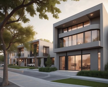An image displaying various types of facade materials used in construction.