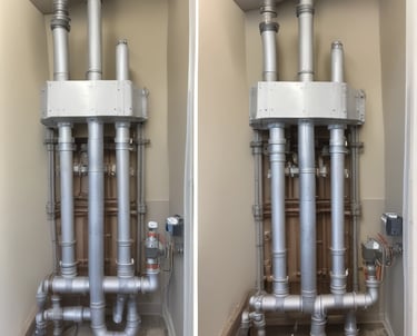 A skilled plumber working on a pipe installation.