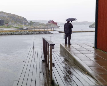 Personne perdue, parapluie, mer, Pierre Thoretton