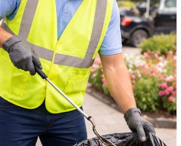 Apartment complex porter service removing trash from common areas