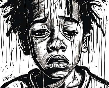 a picture of visual art by brian j clark titled "are you gonna hurt me too?" soul pain art gallery