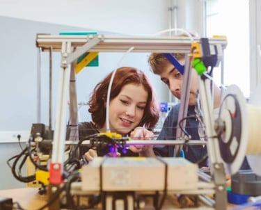 high schoolers 3d printing work