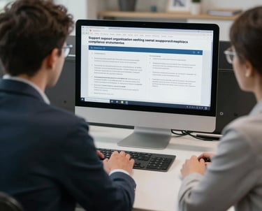 A vintage-style white vehicle is parked on the tarmac in front of a modern airport terminal building with large glass windows. Several ground support vehicles and equipment are also present. The sky is clear and blue.