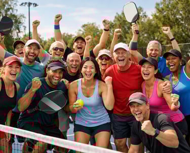 Pickleball club members training together during a group session in Australia
