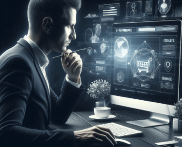 a man in a suit and tie is sitting at a desk with a laptop and