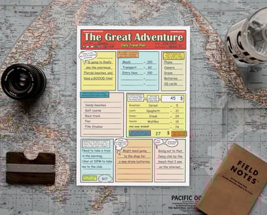 Comic book travel planner on the map
