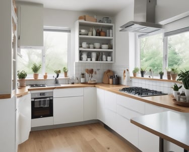 A storefront for a dry cleaning business with large glass windows displaying various signs and clothing racks with garments hung inside. The signage includes 'Nashville's Shirts Laundered' and services like spotting, drapery, silk and wool care. The central window features a colorful poster of a man and woman labeled 'Dry Cleaners.' An American flag is visible in the reflection on the glass.
