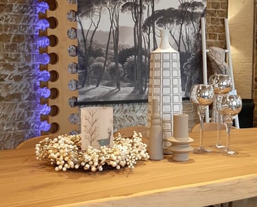 a dining table Christmas decorations