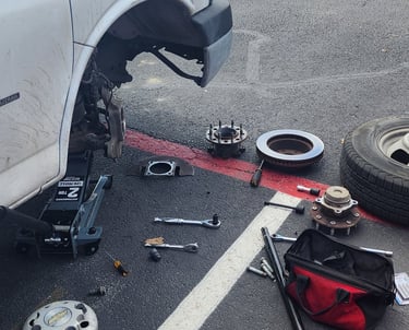 replacing suspension components on a truck