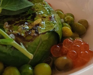 Deliciosa poqueca com ovas de salmão, no almoço da Guaspari. Foto: Divulgação