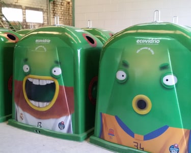 rotulación en vinilo impreso contenedores Ecovidrio final copa del Rey Coruña