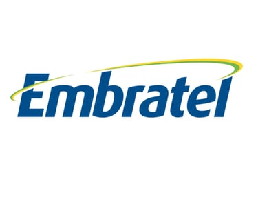 Logomarca da empresa Embratel, com predominância das cores branco, verde, amarelo e azul marinho.