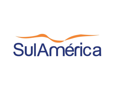 Logomarca da empresa SulAmérica, com predominância das cores branco, laranja e azul marinho.