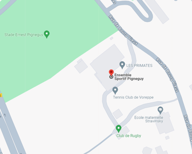 Carte de l'emplacement du dojo de judo de la ville de Voreppe
