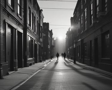 A glowing phoenix silhouette rising against a bright white city skyline at dawn.