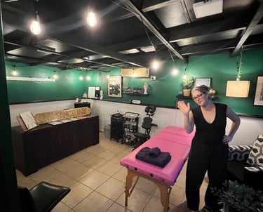 Lindy Martinez Stice in her tattoo studio: Ink Sanctuary Tattoo in Port Vila, Vanuatu