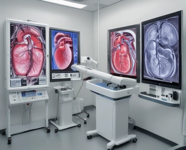 Doctors and nurses collaborating in a bright, modern hospital ward.