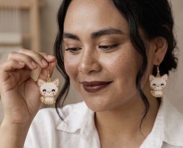 Aretes tejidas a mano en santa marta
