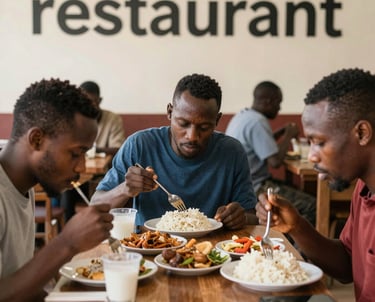 Stacks of 50kg rice bags neatly arranged in a warehouse ready for delivery.