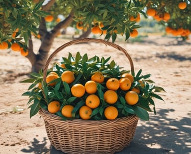 Close-up of bright, freshly picked Calabrian oranges on a rustic wooden table.