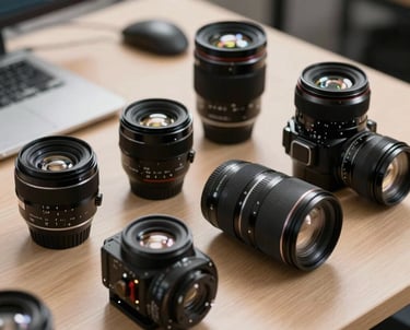 Clean photography of high-tech gear arranged on a desk, highlighting innovation and modern work culture.