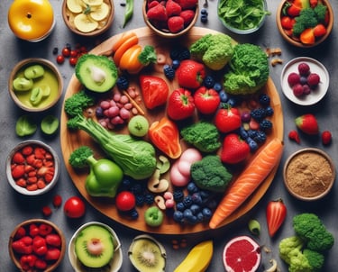 Close-up of a digital tablet showing a personalized meal plan with futuristic graphics.