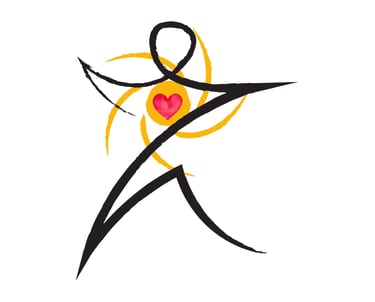 a drawing of a figure with a sun like drawing in the background with a heart in the middle