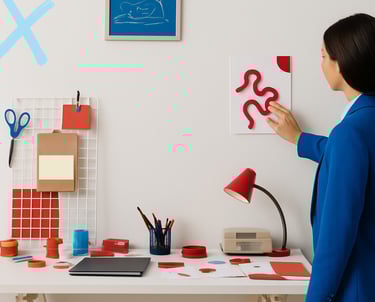 A lady pasting a paper on the wall