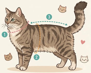 imagen mostrando cómo medir a un gato para una prenda