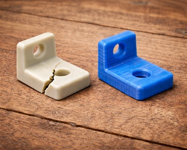 Pièce cassée, réparée par l'impression 3D