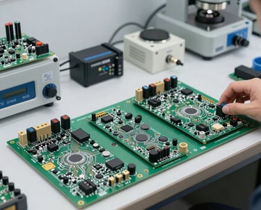 Cargo ship unloading containers at a busy port under clear skies.