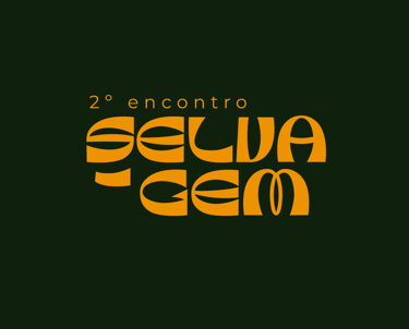 Minimalist graphic with yellow stylized text reading 2 encontro Selva Gem on a dark green background.